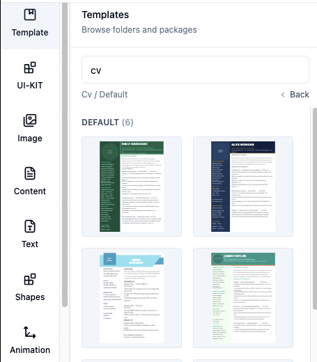 Grid of free CV templates available in CapybaraLand